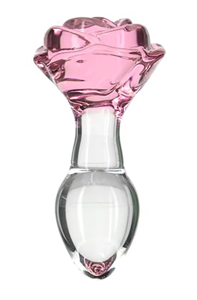 Rosy Flower Glass Butt Plug