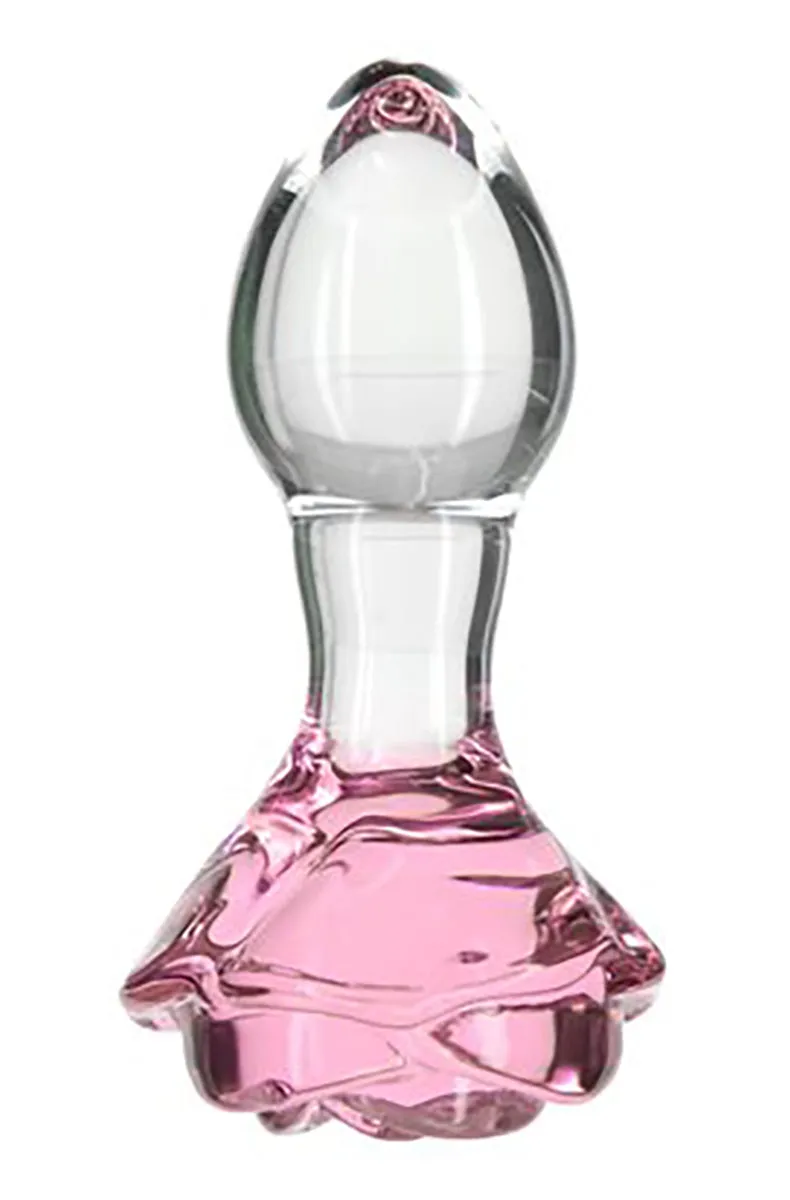 Rosy Flower Glass Butt Plug