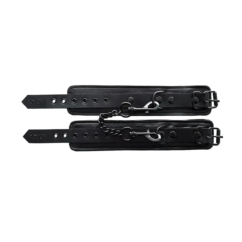 Rouge Garments Leather Black Bondage Wrist Cuffs for Couples