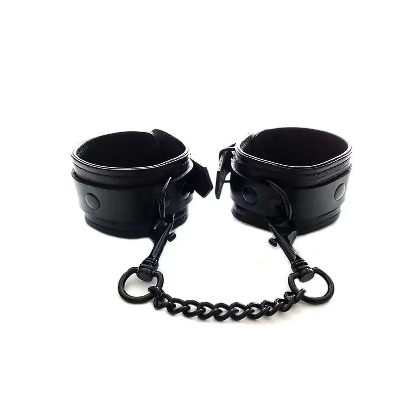 Rouge Garments Leather Black Bondage Wrist Cuffs for Couples
