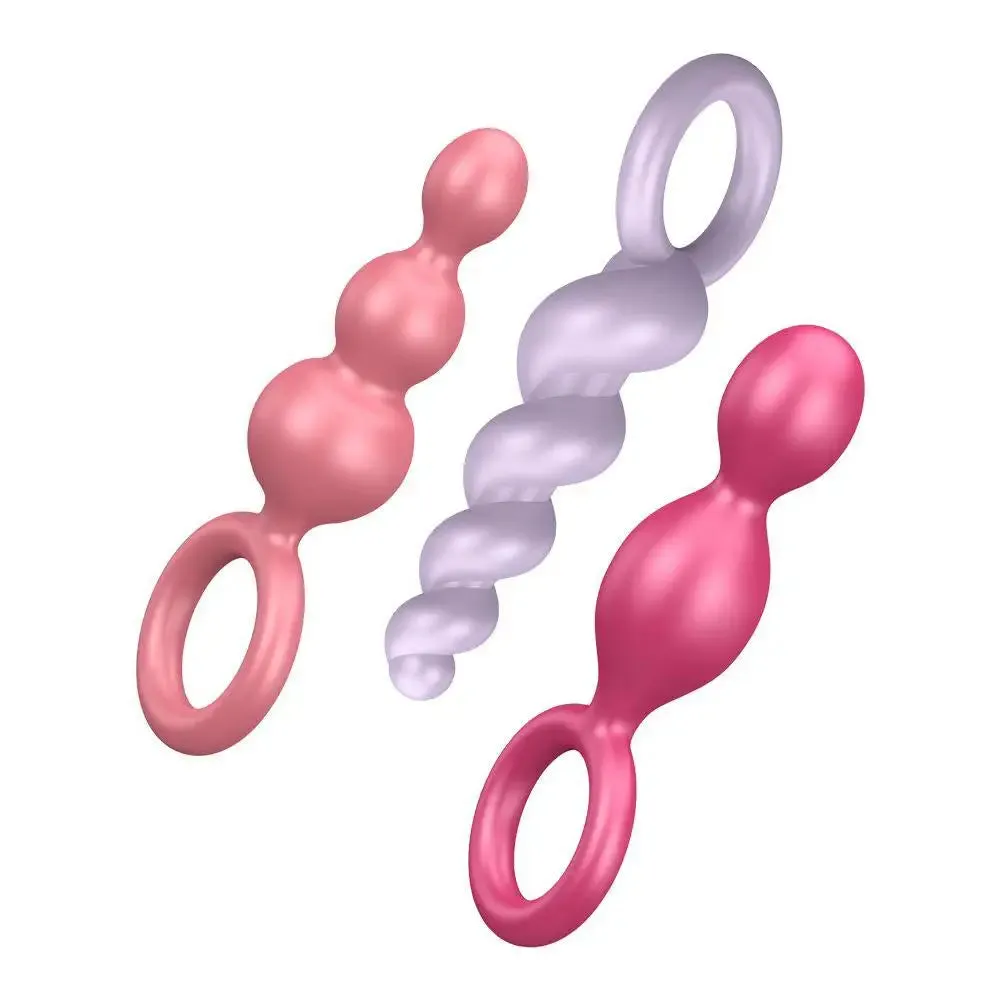 Satisfyer Pro Silicone Pink Set of 3 Butt Plugs with Finger Loop