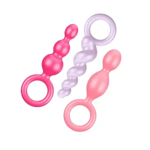 Satisfyer Pro Silicone Pink Set of 3 Butt Plugs with Finger Loop
