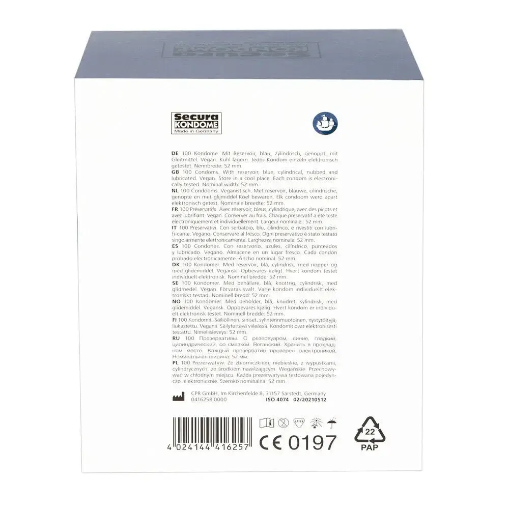 Secura Kondome Blue Pearl Stimulating and Dotted Condoms X100