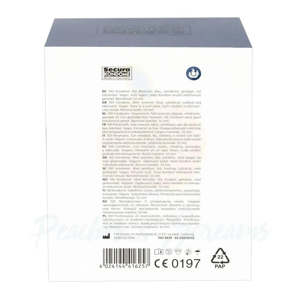 Secura Kondome Blue Pearl Stimulating and Dotted Condoms X100