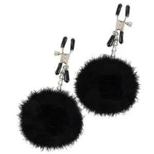 Sexy Fantasy Bdsm Bondage Black Nipple Clamps with Pom Poms