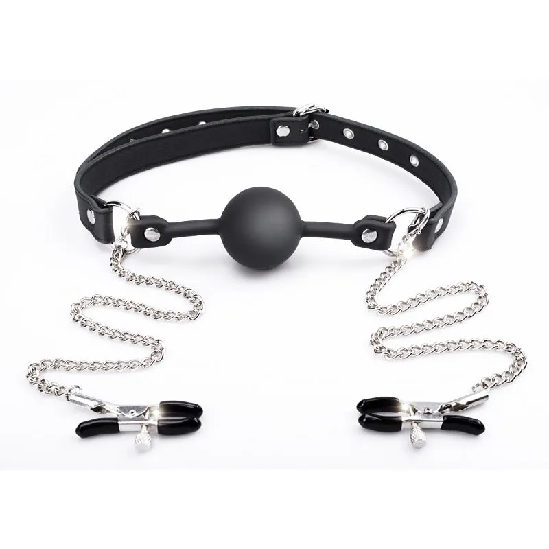 Shaki Mysterious Nipple Clamps and Ball Gag