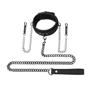 Shaki Titan Series | Nipple Clamps with Collars and Leashs Set