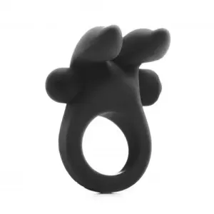 Shots Black Rabbit Cock Ring with Clit Stim