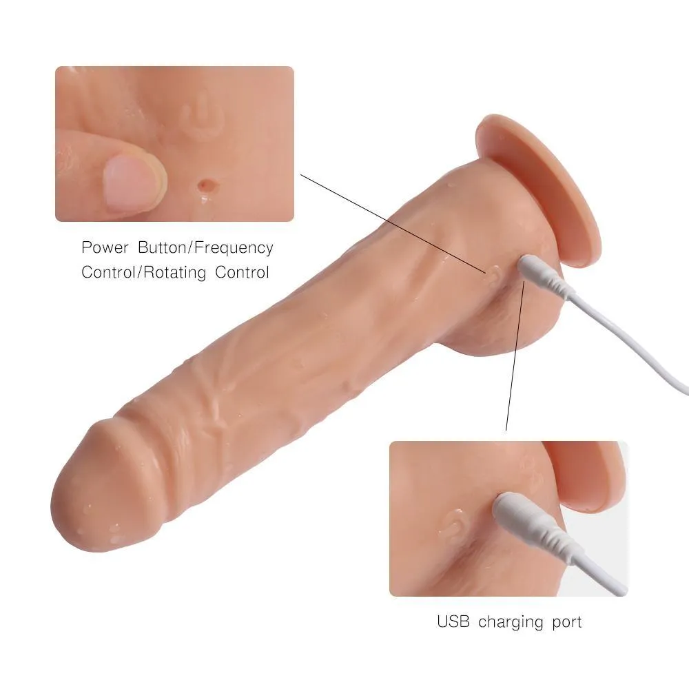 Silicone Rotating Dildo 10 Meters Remote Control Distance 20 Speeds Vibrating Dildo