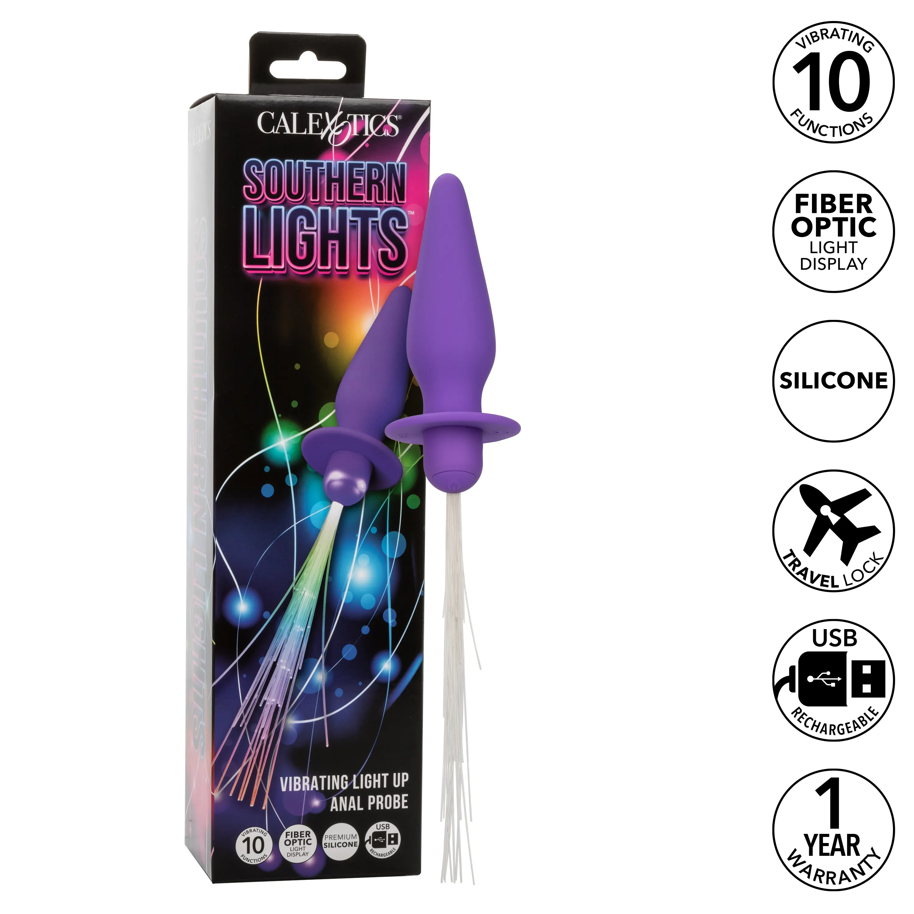 Southern Lights Vibrating Light Up Butt Plug