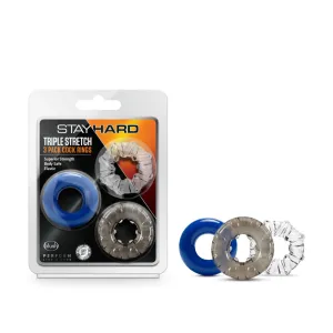 Stay Hard Triple Stretch Cock Rings 3pk by Blush Novelties