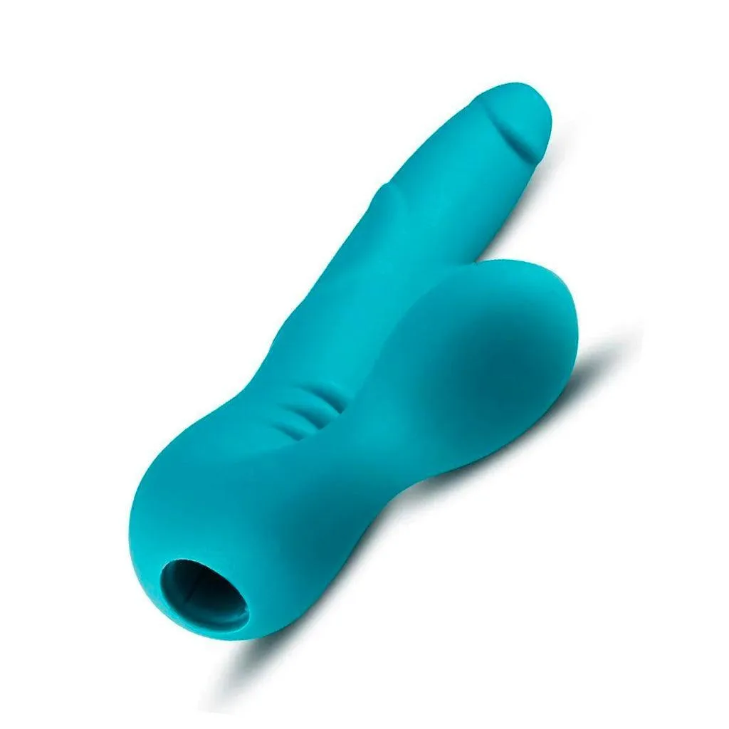 Temptasia Luna Strapless Vibrating Silicone Dildo. Teal