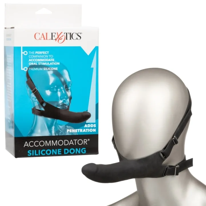 The Accommodator Silicone Chin Strap Dildo - Black