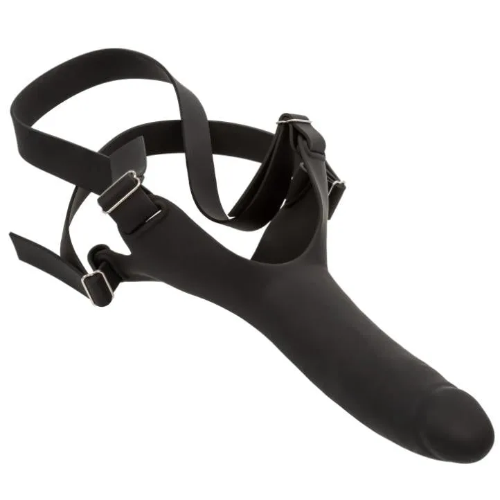 The Accommodator Silicone Chin Strap Dildo - Black