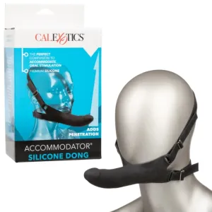 The Accommodator Silicone Chin Strap Dildo - Black