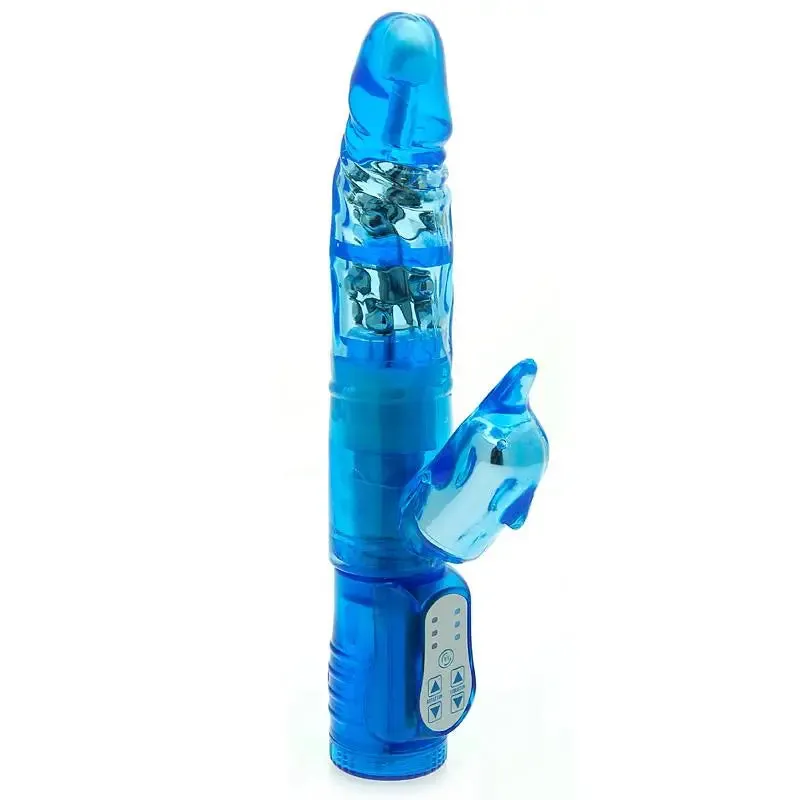 Toy Joy Blue G-spot Vibrator with Clit Stim and Rotating Beads