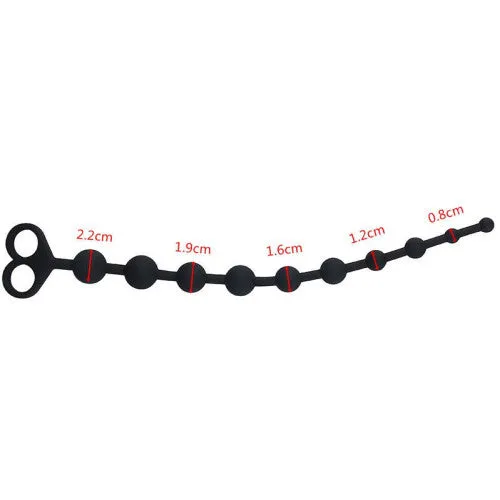 TOYBOY Anal Beads with Finger Rings 34 cm BLACK
