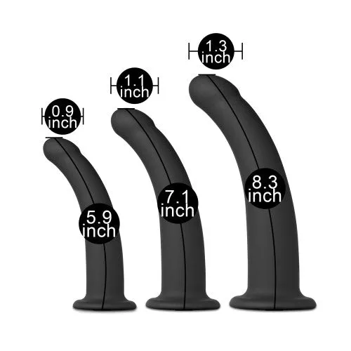 TOYBOY Curved Dildo Set for Strap On BLACK
