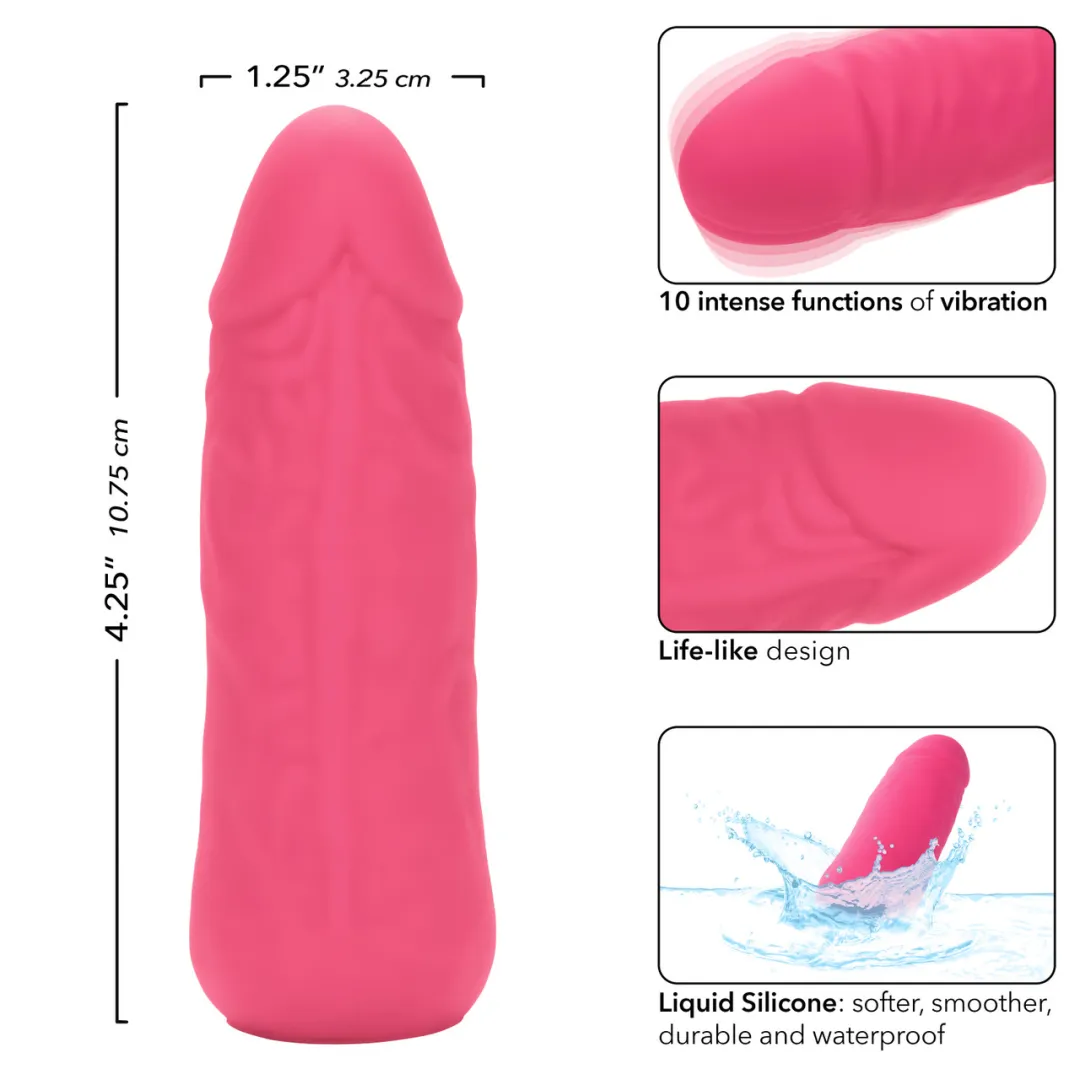 Vibrating Stud Mini Cock Shaped Bullet Vibrator - Pink