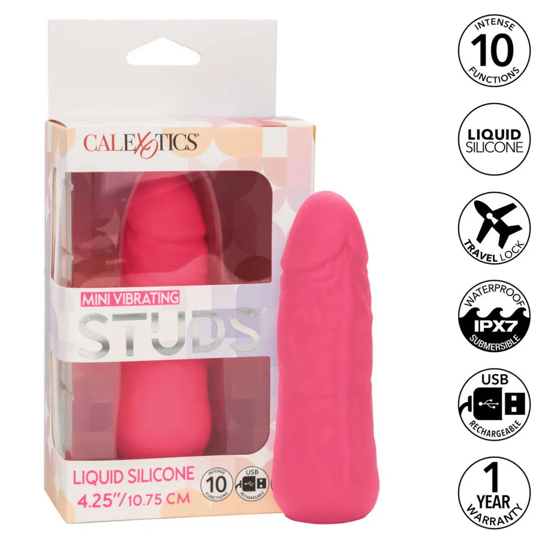 Vibrating Stud Mini Cock Shaped Bullet Vibrator - Pink