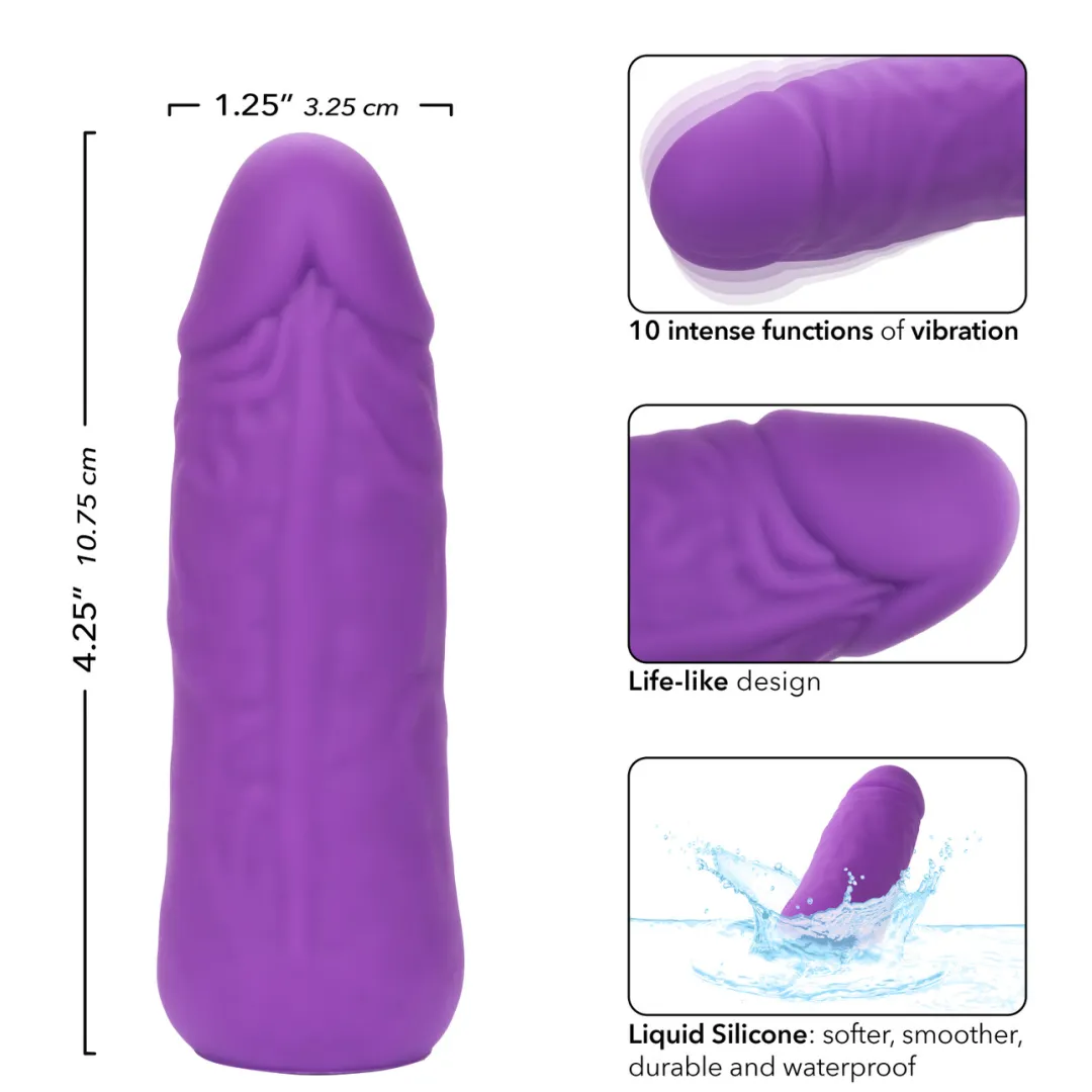 Vibrating Stud Mini Cock Shaped Bullet Vibrator - Purple