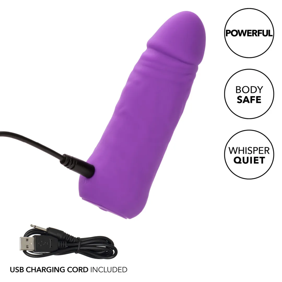 Vibrating Stud Mini Cock Shaped Bullet Vibrator - Purple