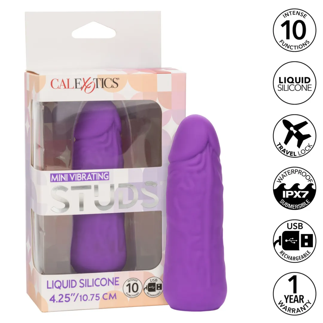 Vibrating Stud Mini Cock Shaped Bullet Vibrator - Purple