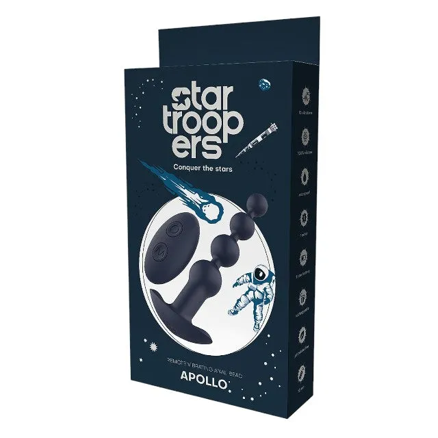 Vibrator anal DREAMTOYS Startroopers Apollo. control prin telecomandă. 10 funcții de vibrație. rezistent la apă IPX6. albastru