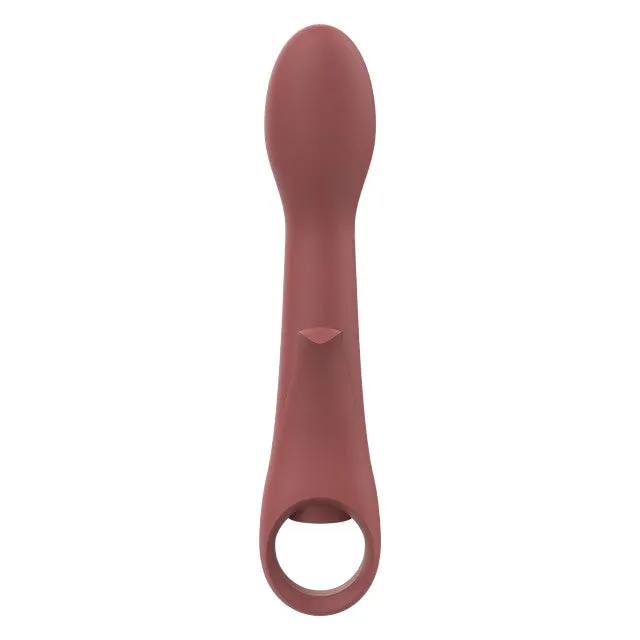 Vibrator DREAMTOYS Nude Sierra G-Spot Duo. pentru stimularea clitorisului și punctului G. 10 funcții de vibrație. cărămiziu
