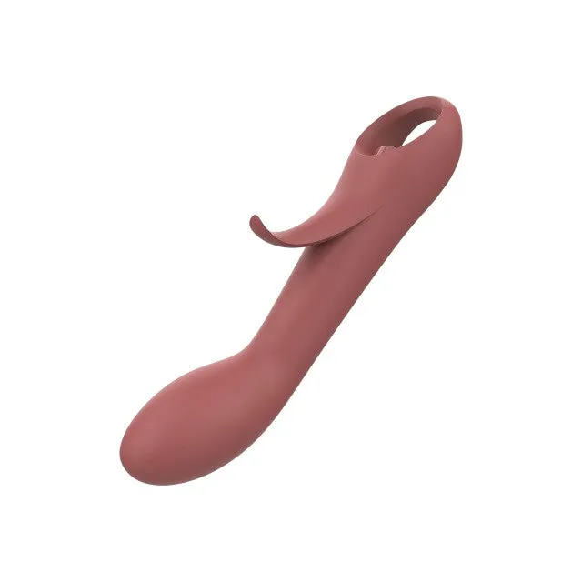 Vibrator DREAMTOYS Nude Sierra G-Spot Duo. pentru stimularea clitorisului și punctului G. 10 funcții de vibrație. cărămiziu