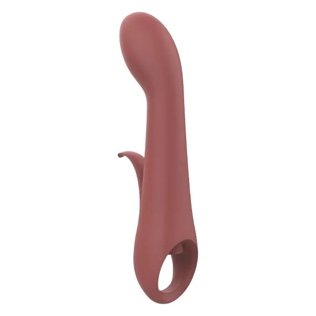 Vibrator DREAMTOYS Nude Sierra G-Spot Duo. pentru stimularea clitorisului și punctului G. 10 funcții de vibrație. cărămiziu