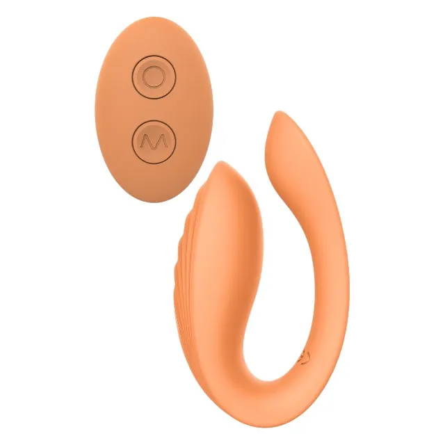 Vibrator dublu DREAMTOYS Glam Couples Vibrator. control prin telecomandă. 7 funcții de vibrație. culoare portocaliu