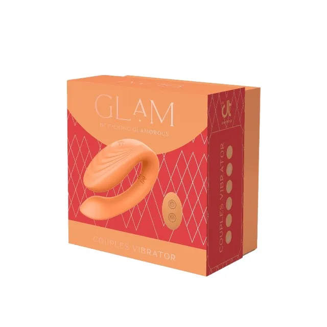Vibrator dublu DREAMTOYS Glam Couples Vibrator. control prin telecomandă. 7 funcții de vibrație. culoare portocaliu