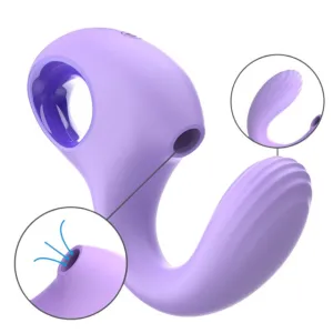 Vibrator dublu INTENSE BAXTER. pentru stimulare clitoridiană și vaginală. 10 funcții de vibrație. control prin telecomandă. mov