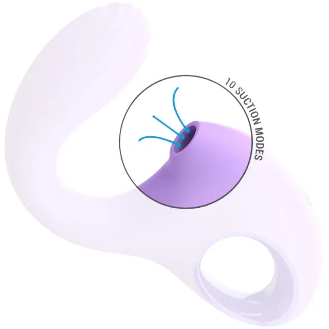 Vibrator dublu INTENSE BAXTER. pentru stimulare clitoridiană și vaginală. 10 funcții de vibrație. control prin telecomandă. mov