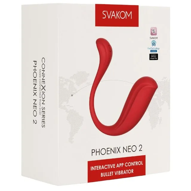 Vibrator dublu SVAKOM Phoenix Neo 2. cu control prin aplicație. 11 funcții de vibrație. funcție interactivă cu camera web. roșu
