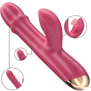 Vibrator multifuncțional INTENSE CHLOE. 10 funcții de vibrație. 7 funcții de pulsații. 10 funcții de mișcare internă. roșu