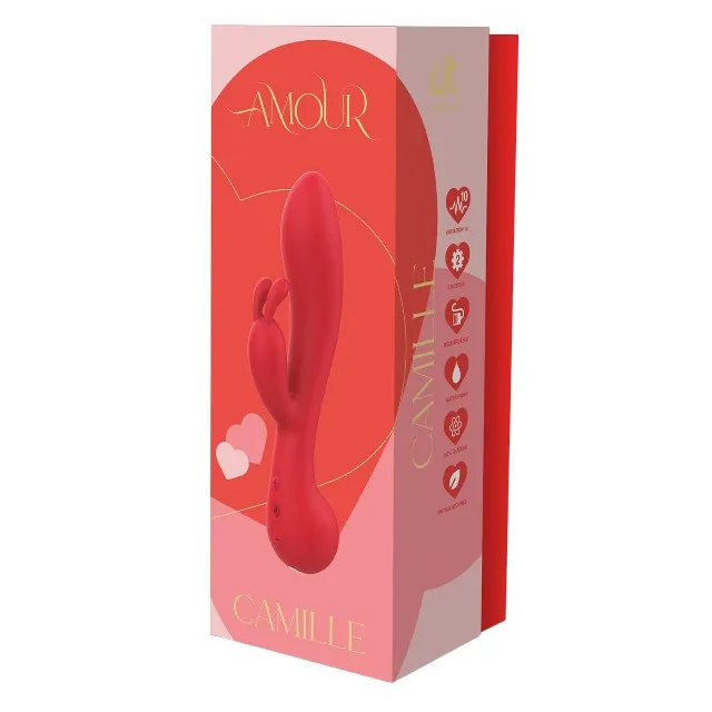 Vibrator rabbit DREAMTOYS Amour Camille. pentru stimularea clitorisului și punctului G. 10 funcții de vibrație. roșu